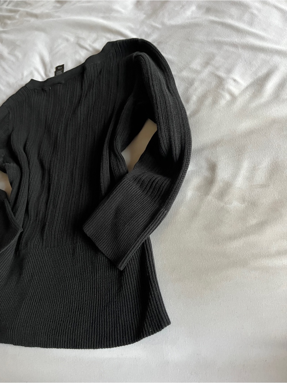 Axcess Black Ribbed Button-Front Long Sleeve Top - Picture 8 of 16